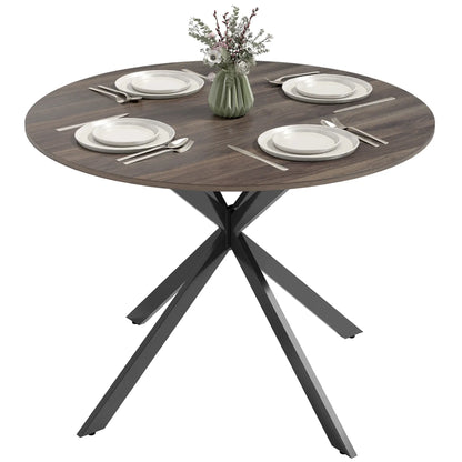 40" Round Kitchen Table For 4, Industrial Dining Table, Distressed Brown Dining Tables at Gallery Canada