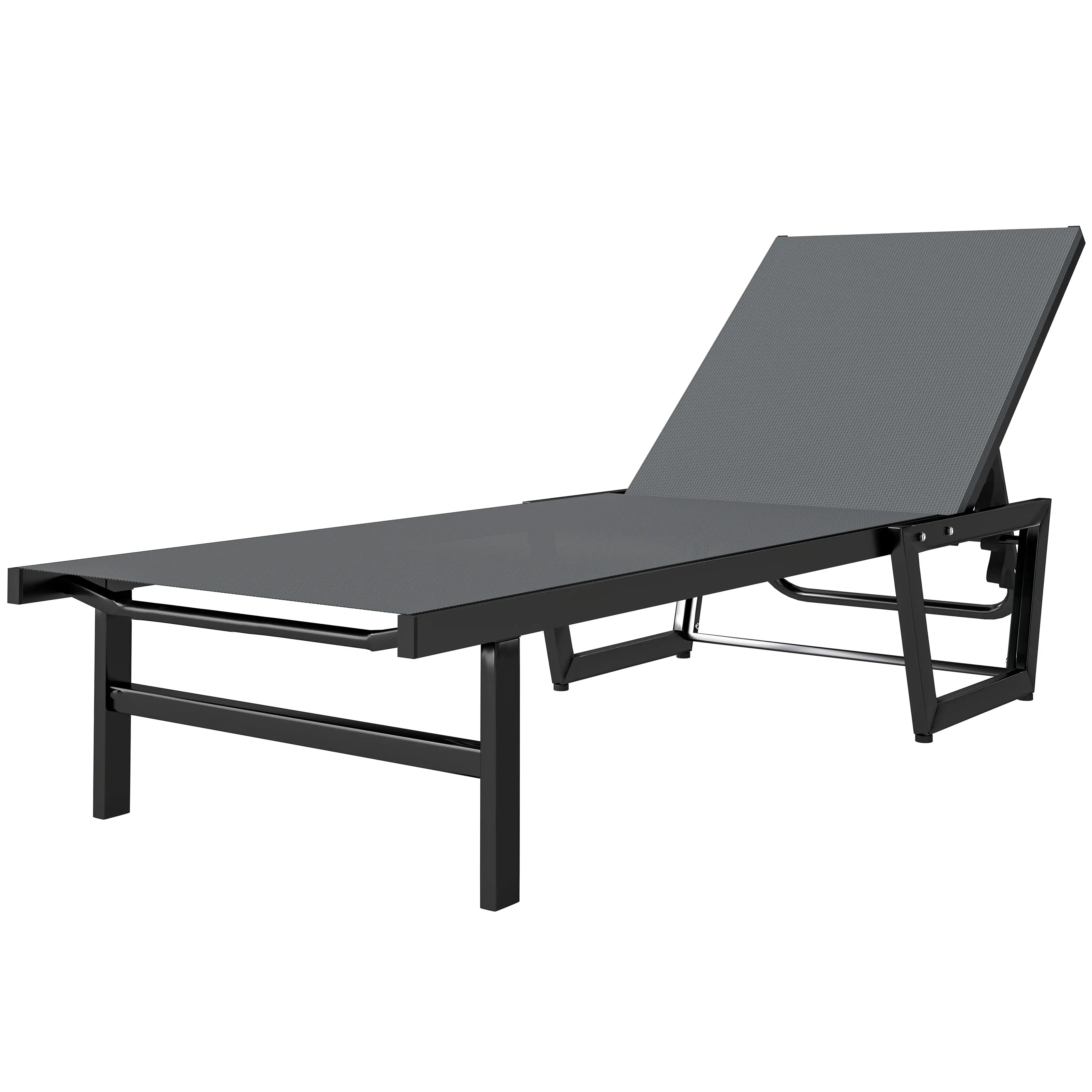 63 cm Wide Outdoor Lounge Chair, 4-Position Tanning Lounger, Dark Grey Lounger Chairs at Gallery Canada