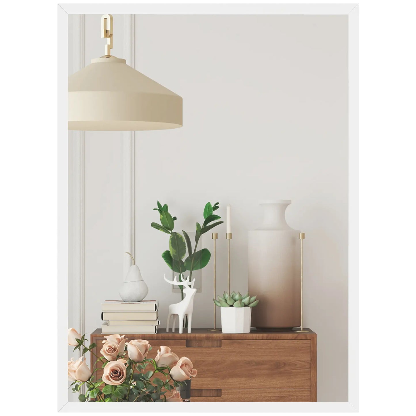 22" x 30" White Rectangular Wall Mirror, Bathroom Living Room Bedroom Entryway, White