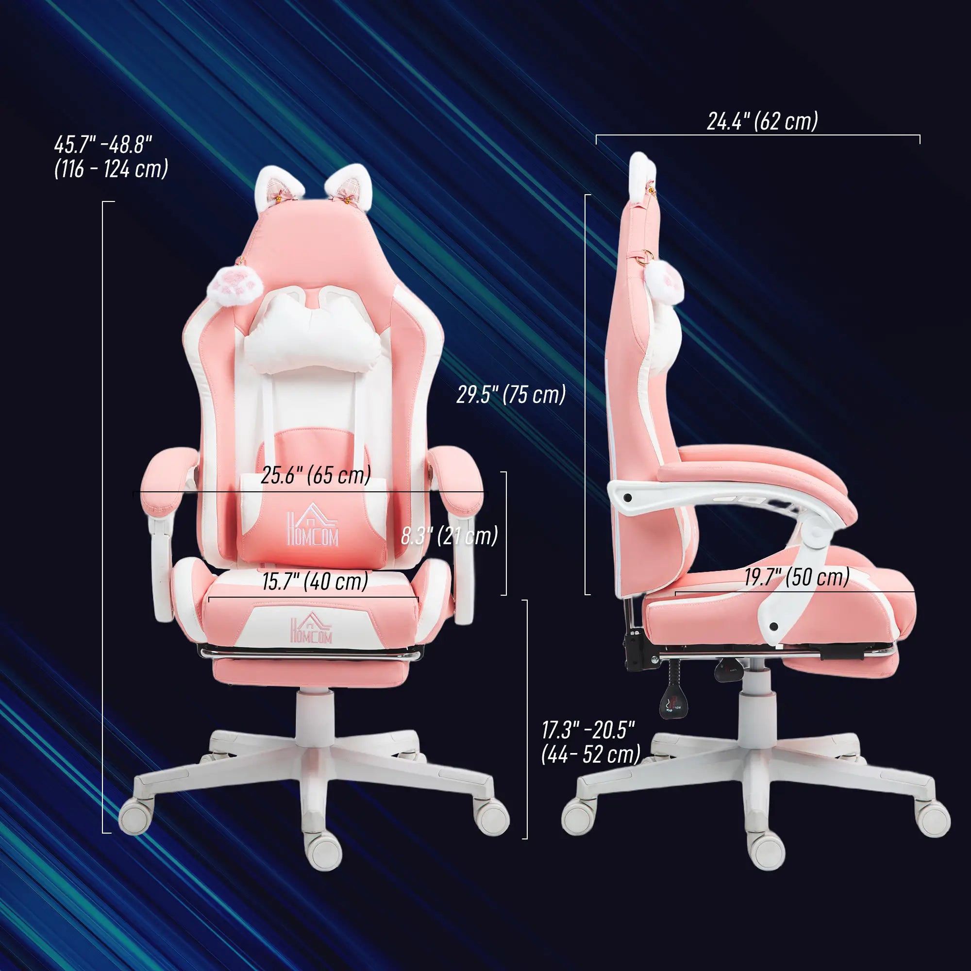 Racing Gamer Chair, Faux Leather with Footrest, Headrest, Lumbar Support, Pink Video Game Chairs at Gallery Canada