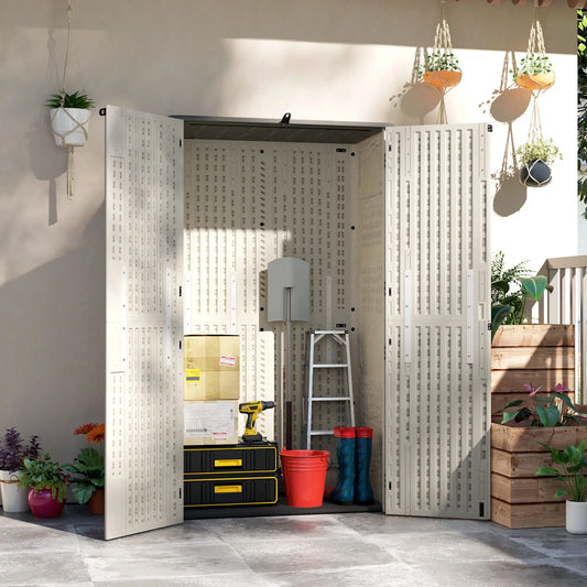 368 Gallon Outdoor Storage Cabinet, Openable Top, Lockable Doors Sheds Cream at Gallery Canada