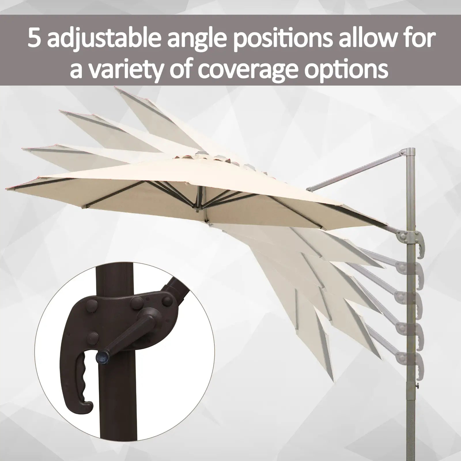 10ft Cantilever Patio Umbrella, 360° Rotation, Crank, Cream Cantilever Umbrellas at Gallery Canada