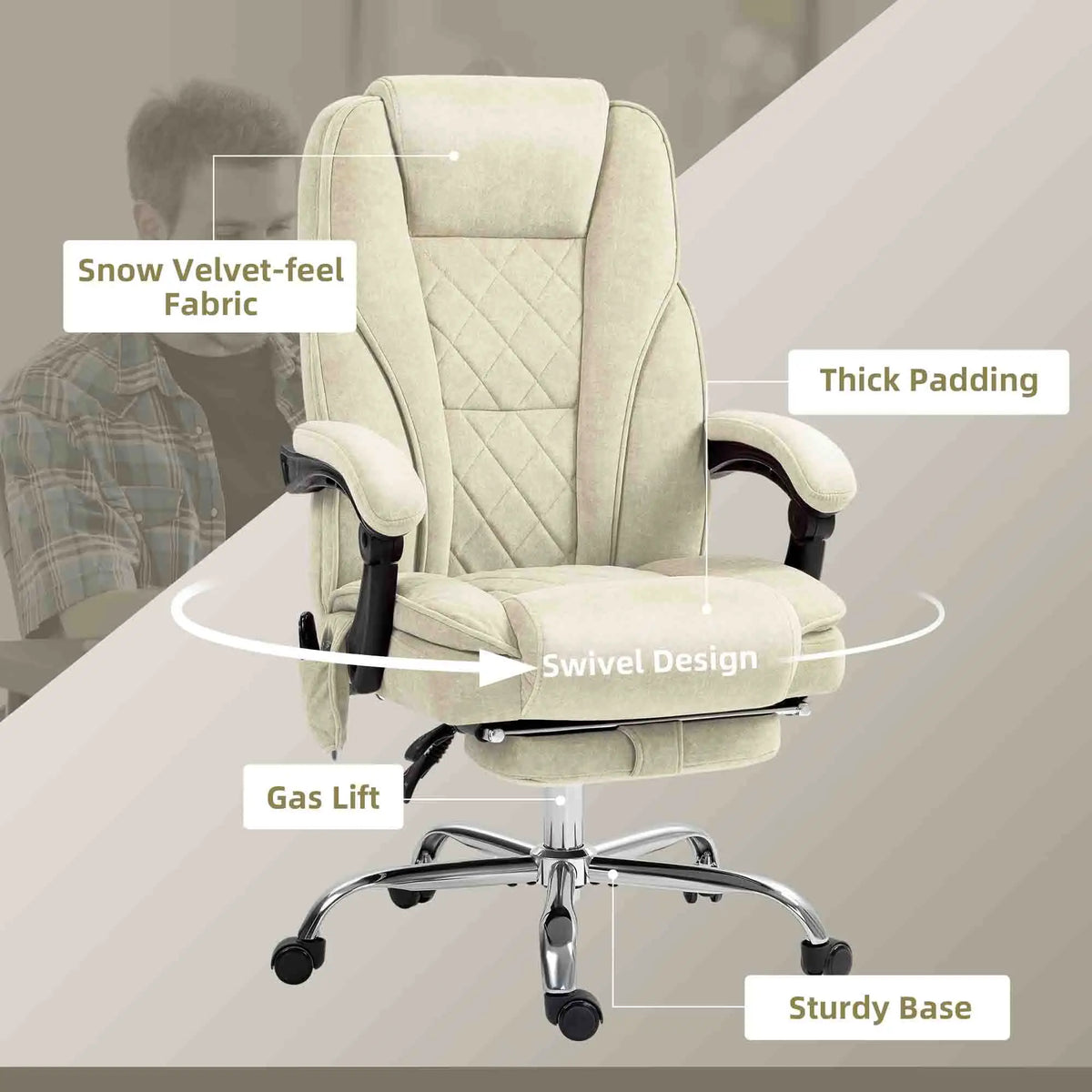 Massage Office Chair, Reclining Computer Chair, Adjustable Height, Footrest, Beige Massage Chairs at Gallery Canada