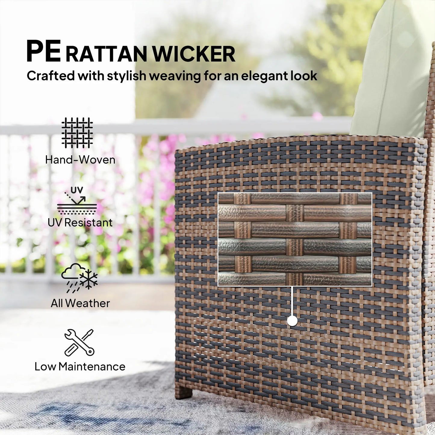 5 Piece Patio Set, Wicker Chairs With Ottomans, Glass Coffee Table, Brown Cream Patio Furniture Sets at Gallery Canada