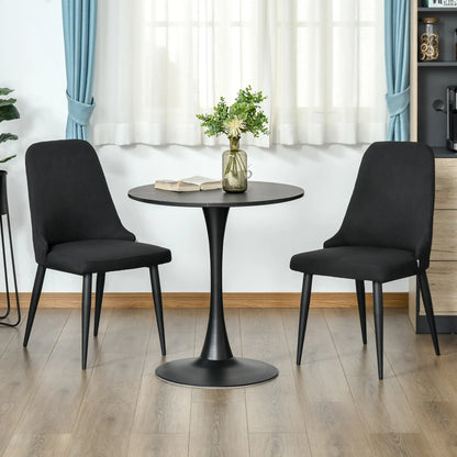 Modern Dining Chair Set of 2, Fabric Upholstered, Metal Legs, Black Bar Stools at Gallery Canada