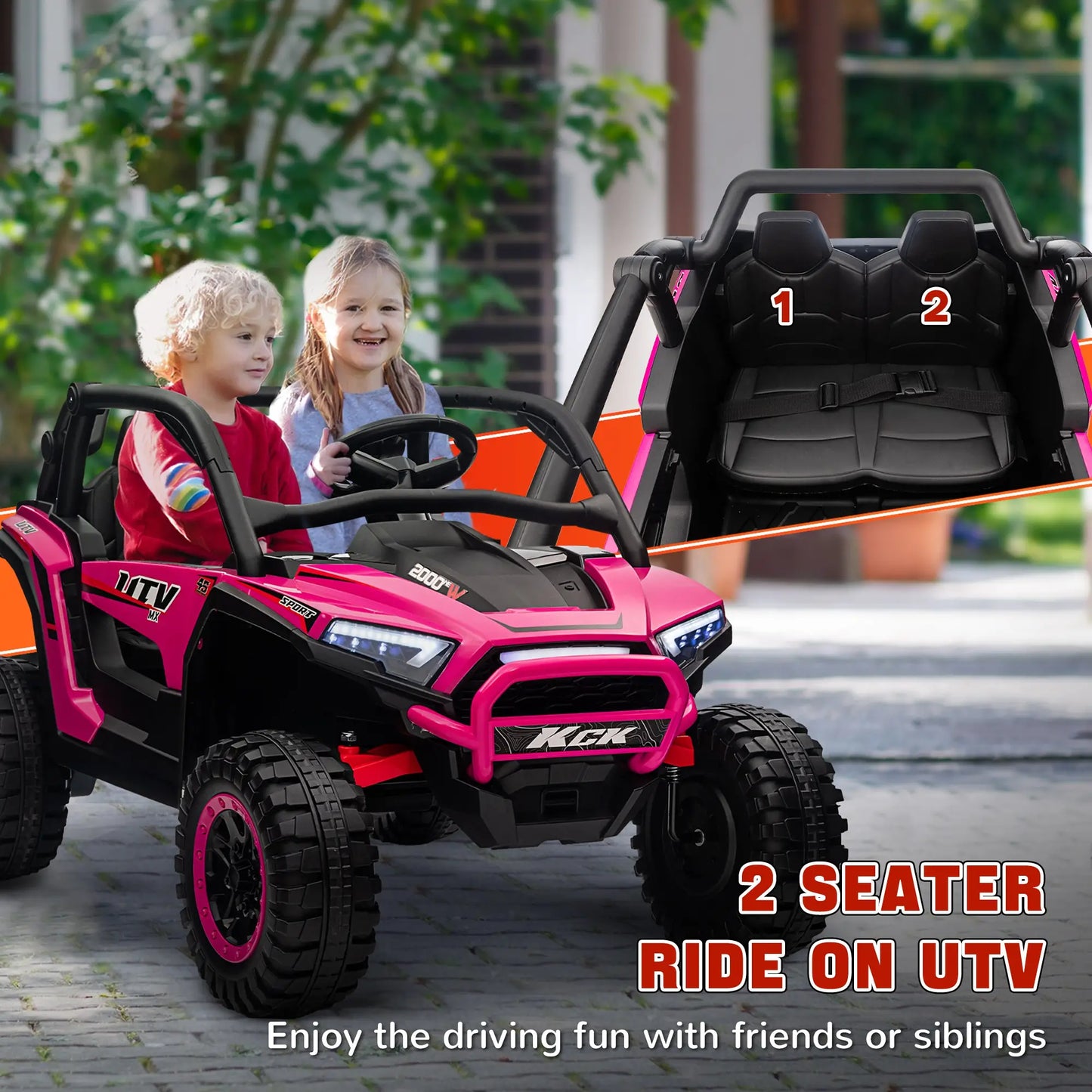 2 Seater Ride On Truck, Electric Car For Kids, 24V 7AH, Pink Electric Toy Cars at Gallery Canada