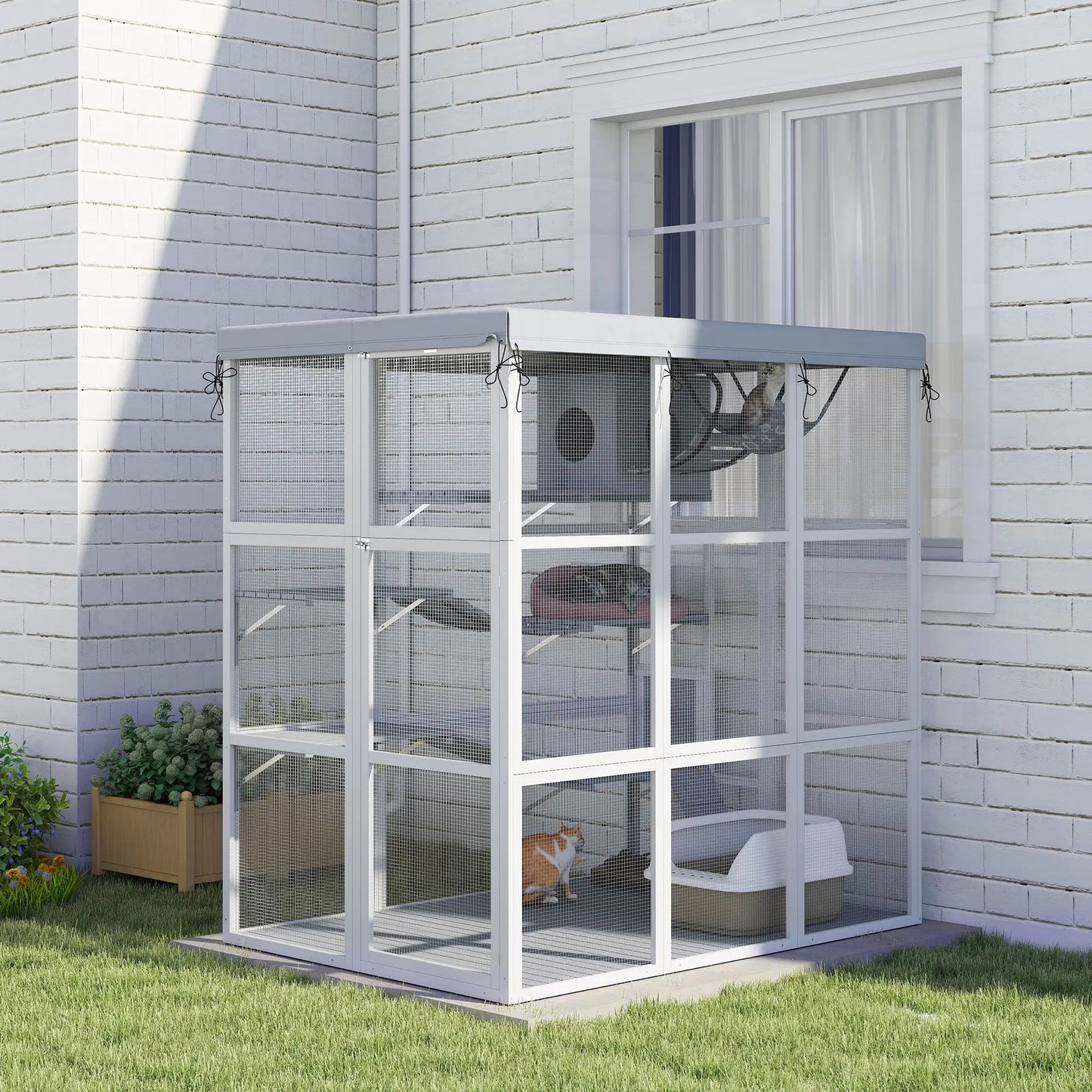 71" Catio Outdoor Cat Enclosure, Weatherproof Tarp, Hammock, Condo, Platforms Outdoor Cat Enclosures at Gallery Canada