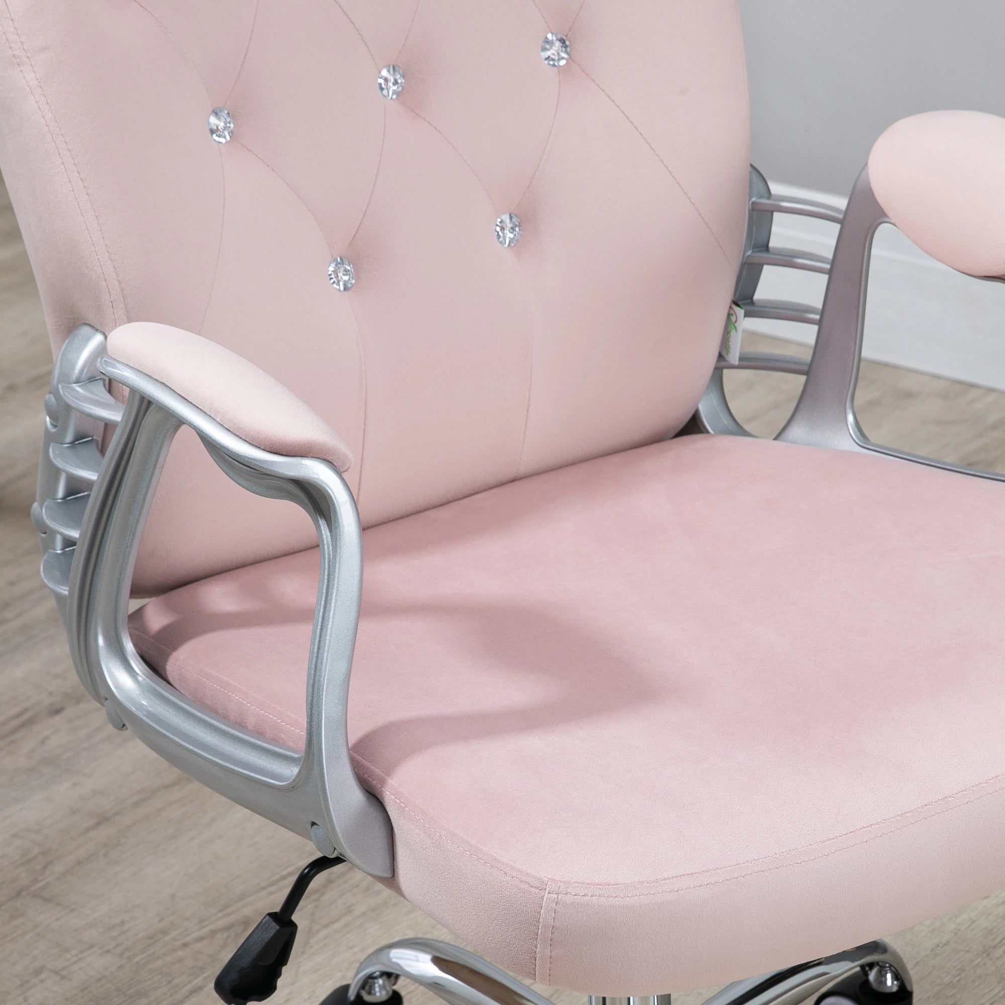 Velvet Office Chair, Button Tufted Desk Chair, Swivel Wheels, Adjustable Height, Pink Executive & Manager Chairs at Gallery Canada