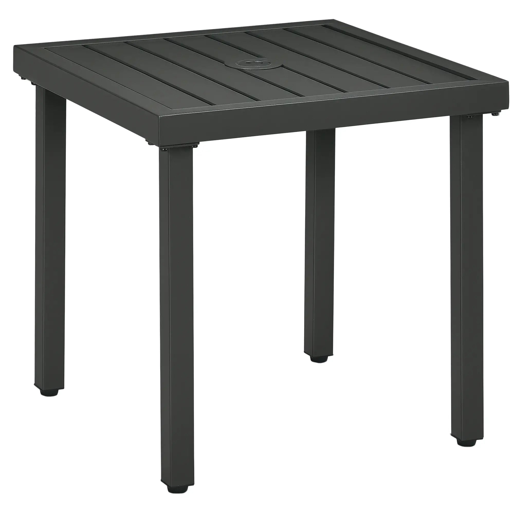 Outdoor Side Table, Patio End Table with Umbrella Hole, Steel Frame, Gray Patio Side Tables Grey at Gallery Canada