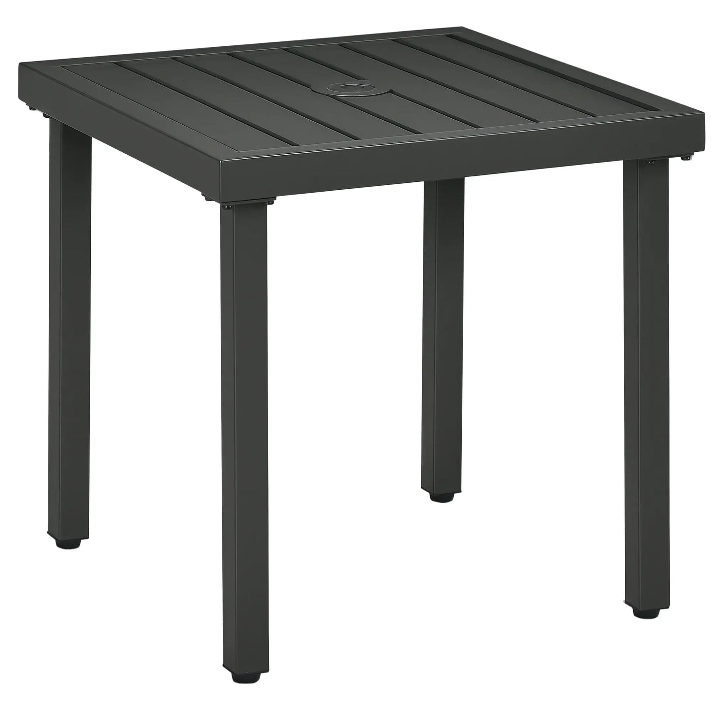 Outdoor Side Table, Patio End Table with Umbrella Hole, Steel Frame, Gray Patio Side Tables Grey at Gallery Canada