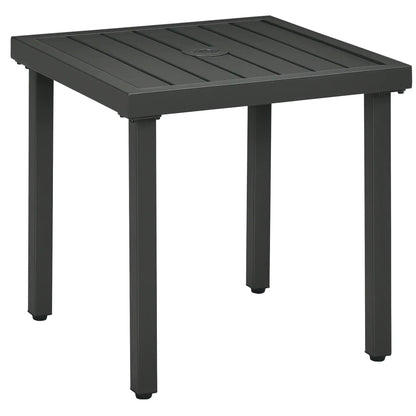 Outdoor Side Table, Patio End Table with Umbrella Hole, Steel Frame, Gray Patio Side Tables Grey at Gallery Canada
