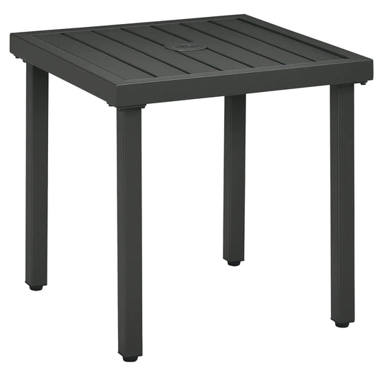 Outdoor Side Table, Patio End Table with Umbrella Hole, Steel Frame, Gray Patio Side Tables Grey at Gallery Canada
