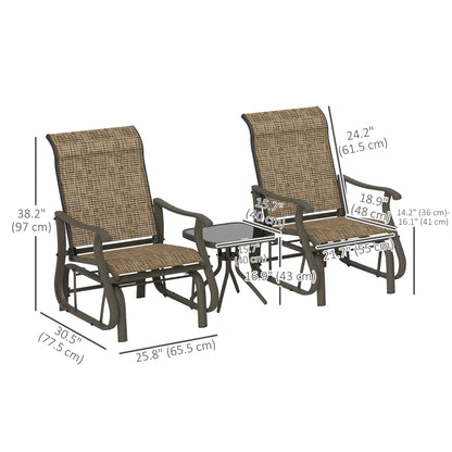 3PCs Gliding Rocking Chair, Bistro Tea Table Set, Brown Outdoor Gliders at Gallery Canada
