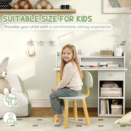 Kids Study Table and Chair Set with Storage, for 3-8 Year Old, Green Kids Desk Sets at Gallery Canada