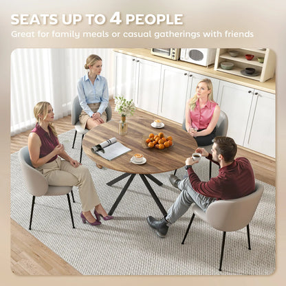 47 Inch Round Kitchen Table, Industrial Dining Table, Dark Brown Black Dining Tables at Gallery Canada