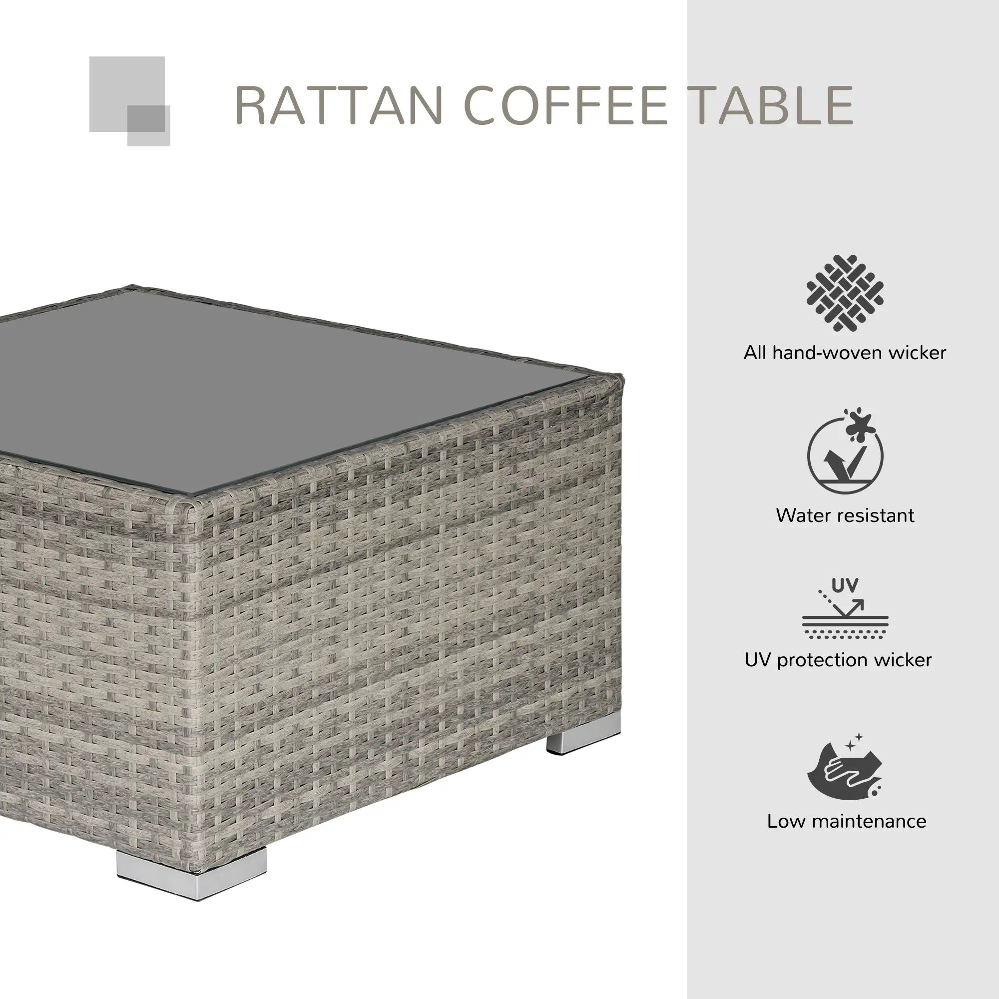Rattan Garden Coffee Table, 25.6