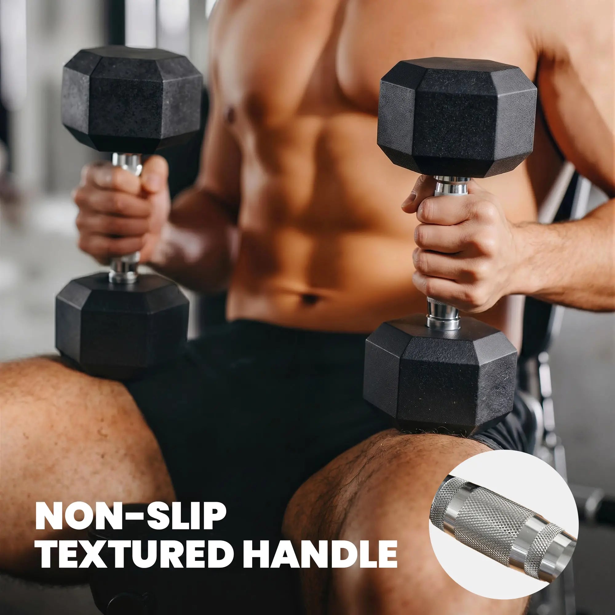 120Lbs Rubber Coated Hex Dumbbell Set With Vertical Rack, Rubber Dumbbells & Barbells at Gallery Canada