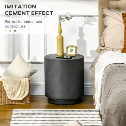 Terrazzo Finish Side Table, 17" Round, Charcoal Grey Side Tables at Gallery Canada