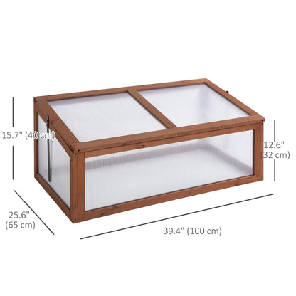 39" x 26" x 16" Wooden Cold Frame, Tilted Top Cover, Polycarbonate Planter Box, Brown Greenhouses at Gallery Canada