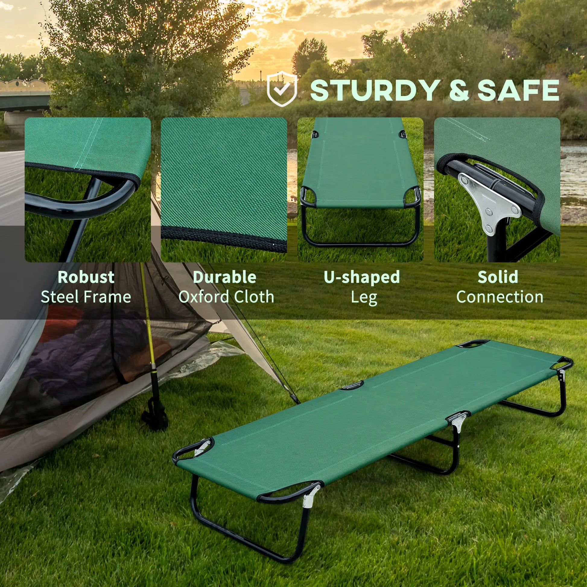 Folding Camping Cot, Portable Outdoor Sleeping Bed, Green Camping Cots at Gallery Canada