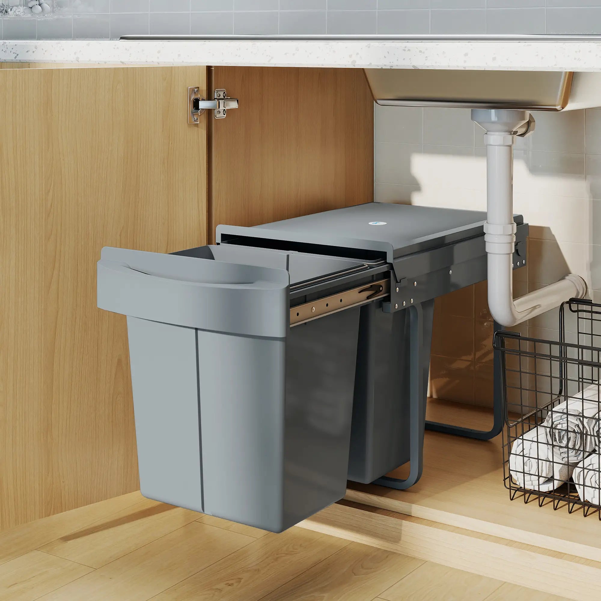 Pull Out Trash Can Under Cabinet, 10.6 Gallon, Grey Household Supplies at Gallery Canada