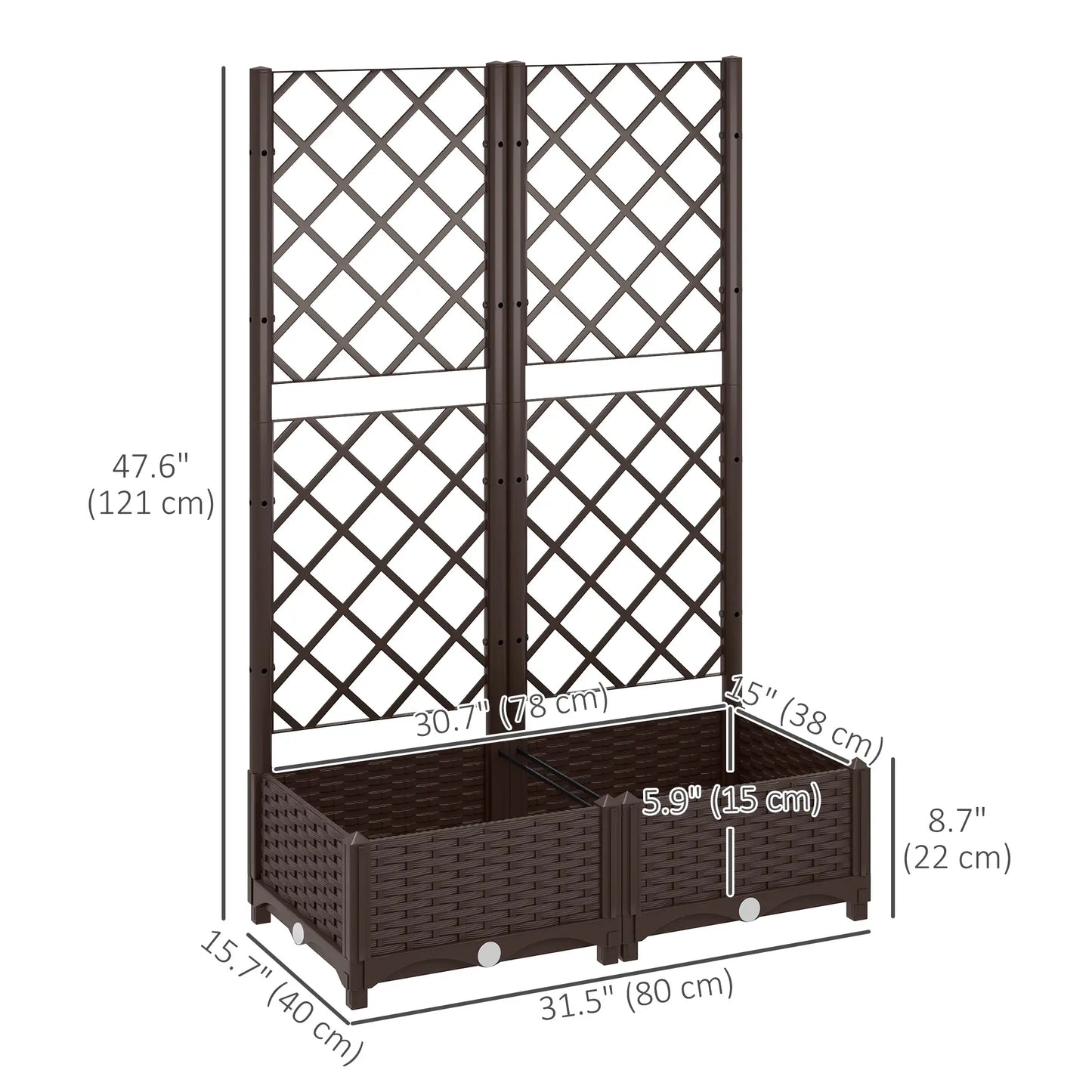 Raised Garden Bed With Trellis, Plastic, 32" x 16" x 48" Raised Garden Beds at Gallery Canada