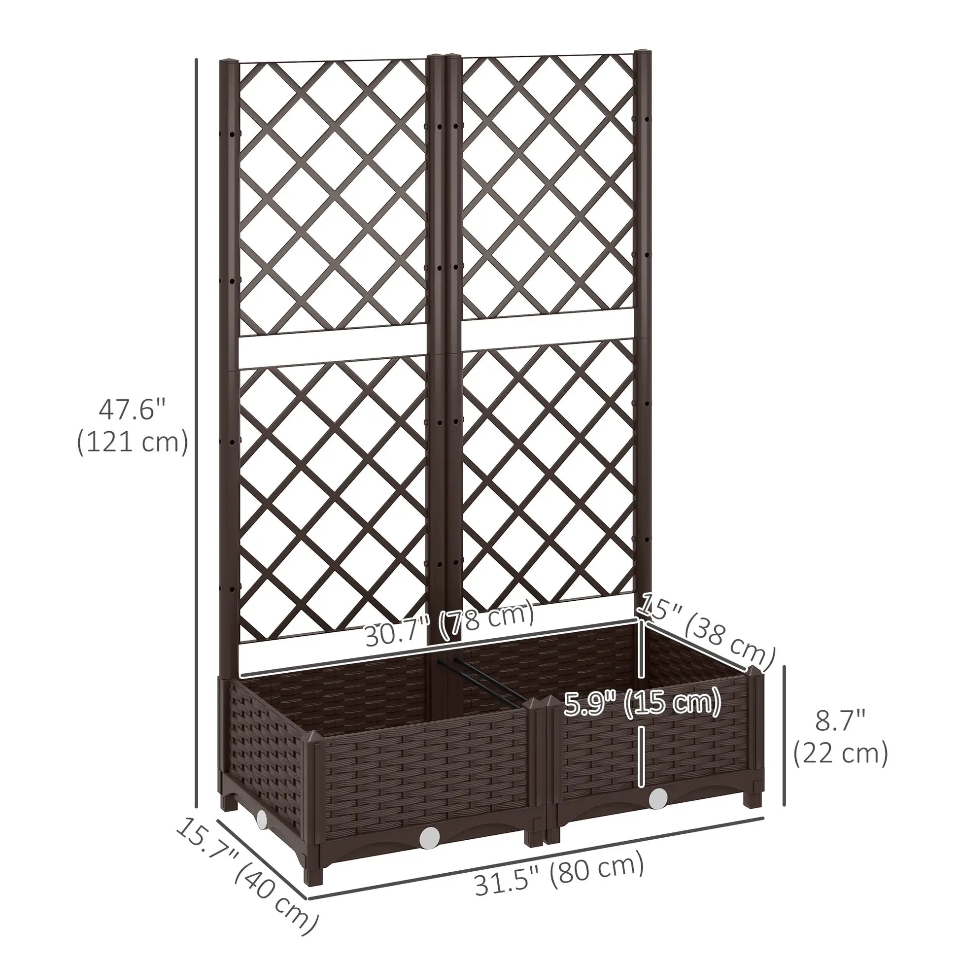 Raised Garden Bed With Trellis, Plastic, 32" x 16" x 48" Raised Garden Beds at Gallery Canada