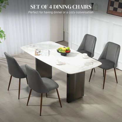 Upholstered Dining Chairs Set of 4, Velvet, Wood-Grain Steel Leg, Dark Grey Dining Chairs at Gallery Canada