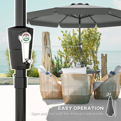 10 ft Outdoor Patio Umbrella, Push Button Tilt, Crank, Dark Grey Sun Umbrellas at Gallery Canada