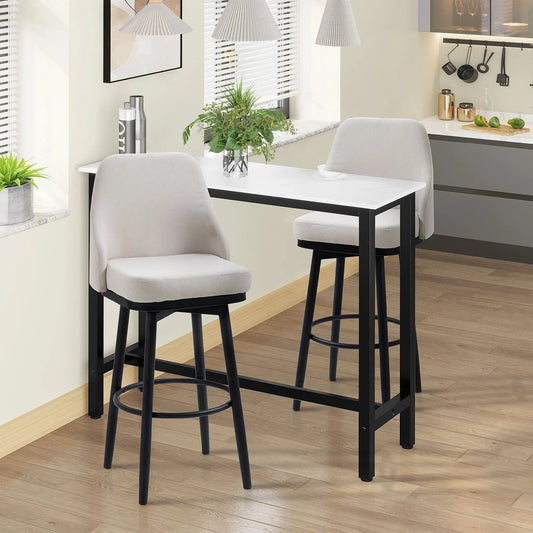 Extra Tall Bar Stools Set of 2, 360° Swivel, Cream White Bar Stools Cream at Gallery Canada