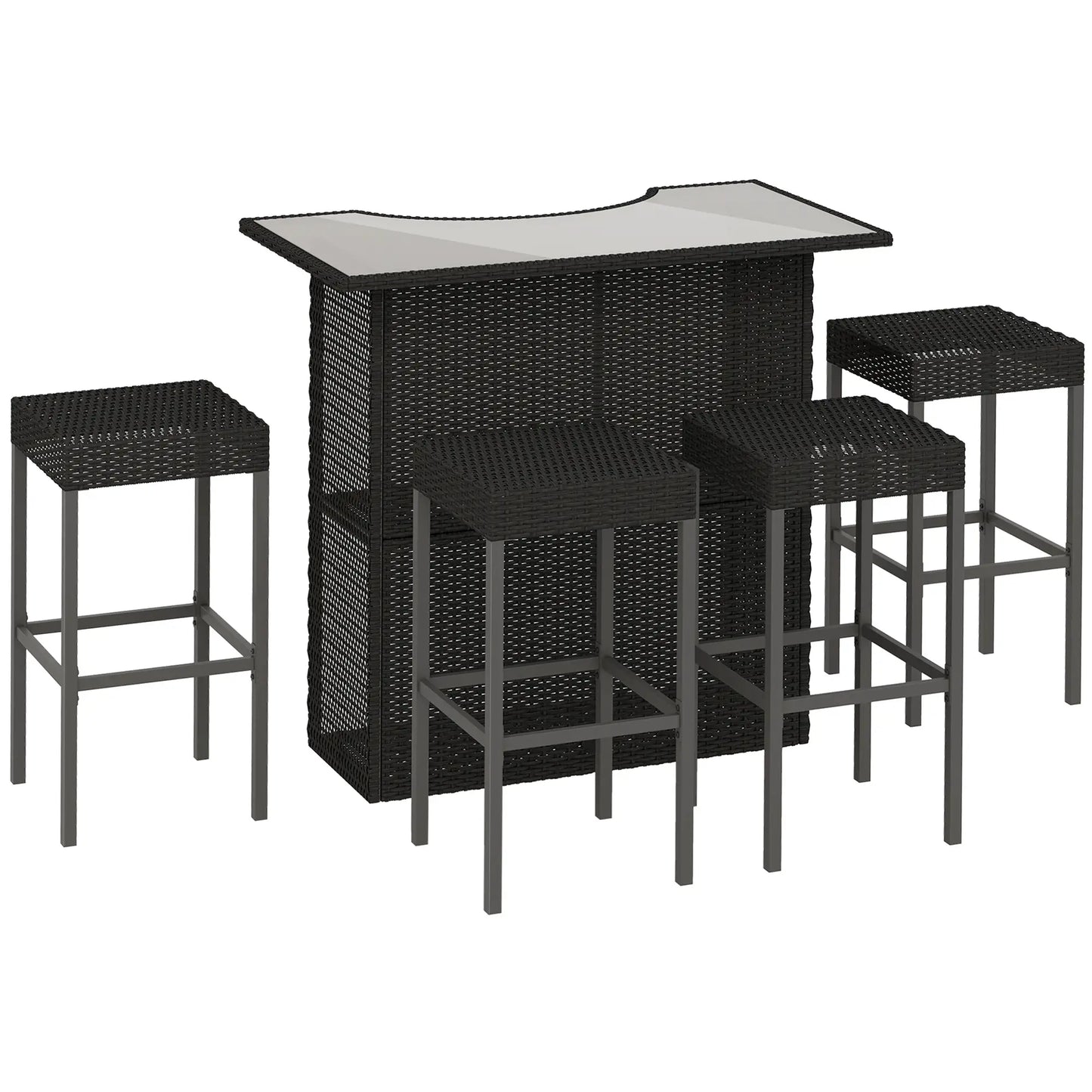 5-Piece Patio Bar Set, Outdoor PE Rattan Table and Chairs, Black Bistro Sets at Gallery Canada