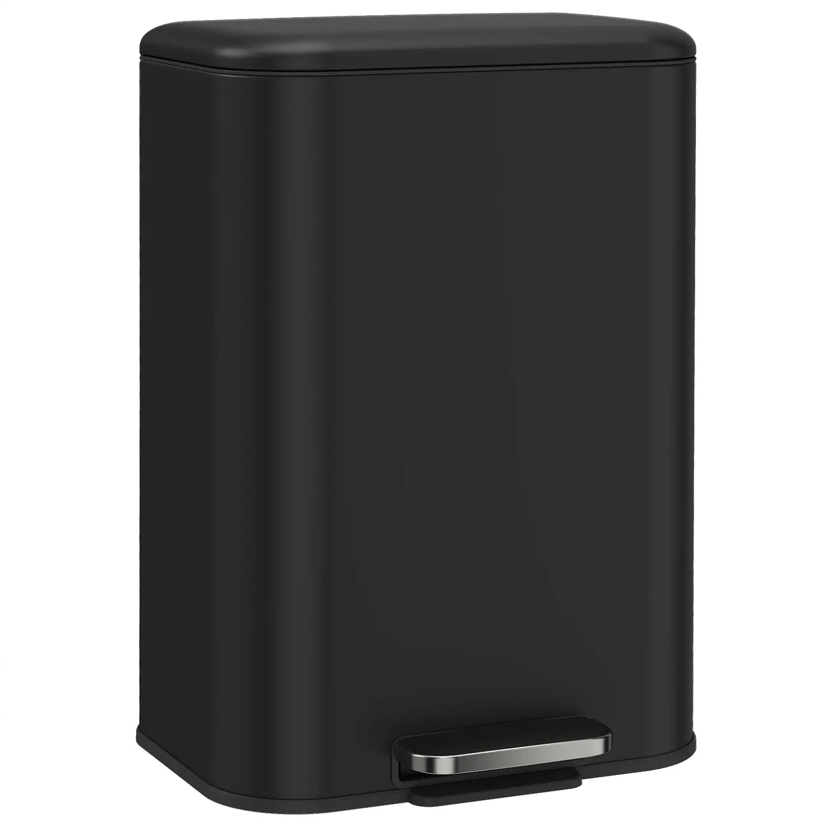 13.2 Gallon Slim Trash Can, Stainless Steel, Black