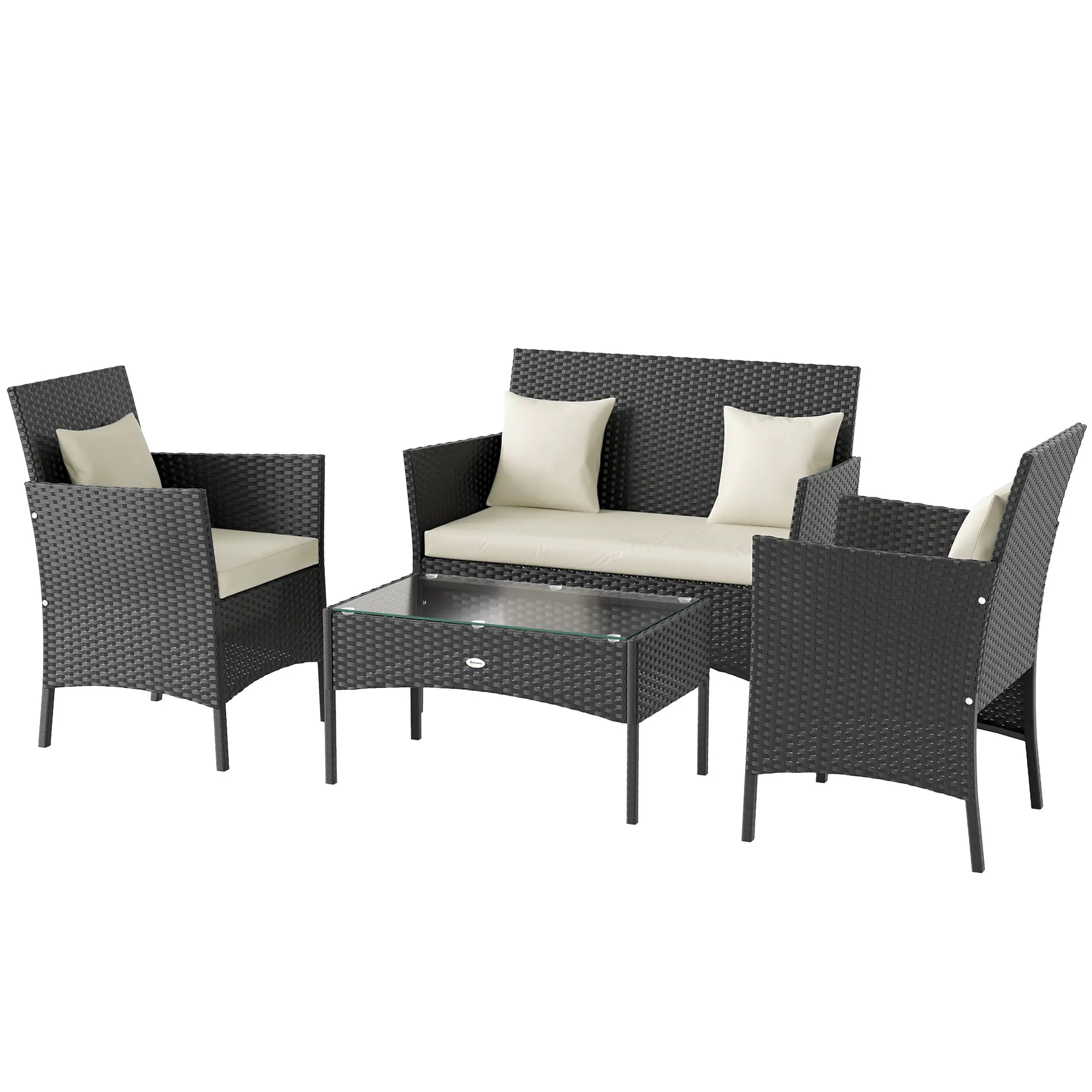 4-Piece Rattan Patio Set, Coffee Table, 22.8