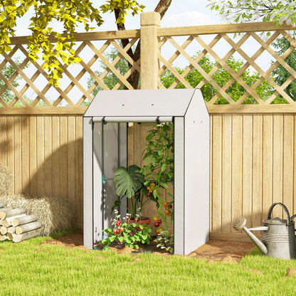 Serre Miniature Avec 4 Étagères à Fils, Portable, 39,4" x 31,5" x 59,1", Blanc