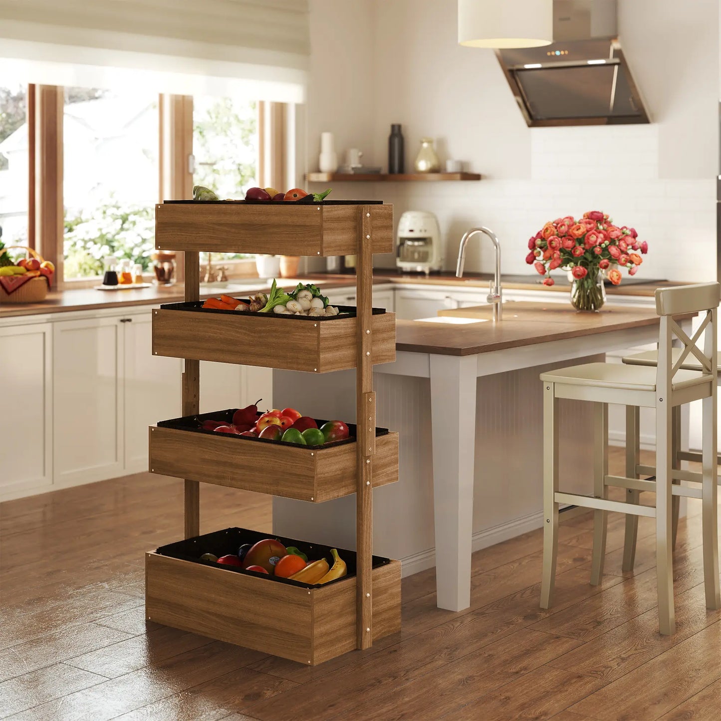 4-Tier Raised Garden Bed, Vertical Elevated Planter Rack, Wooden Planter Box Wooden Planter Boxes at Gallery Canada