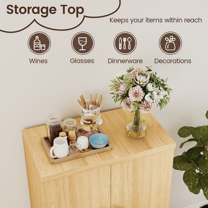 Buffet Cabinet with Double Doors and Raised Legs, Natural Sideboards Cabinets & Buffets at Gallery Canada