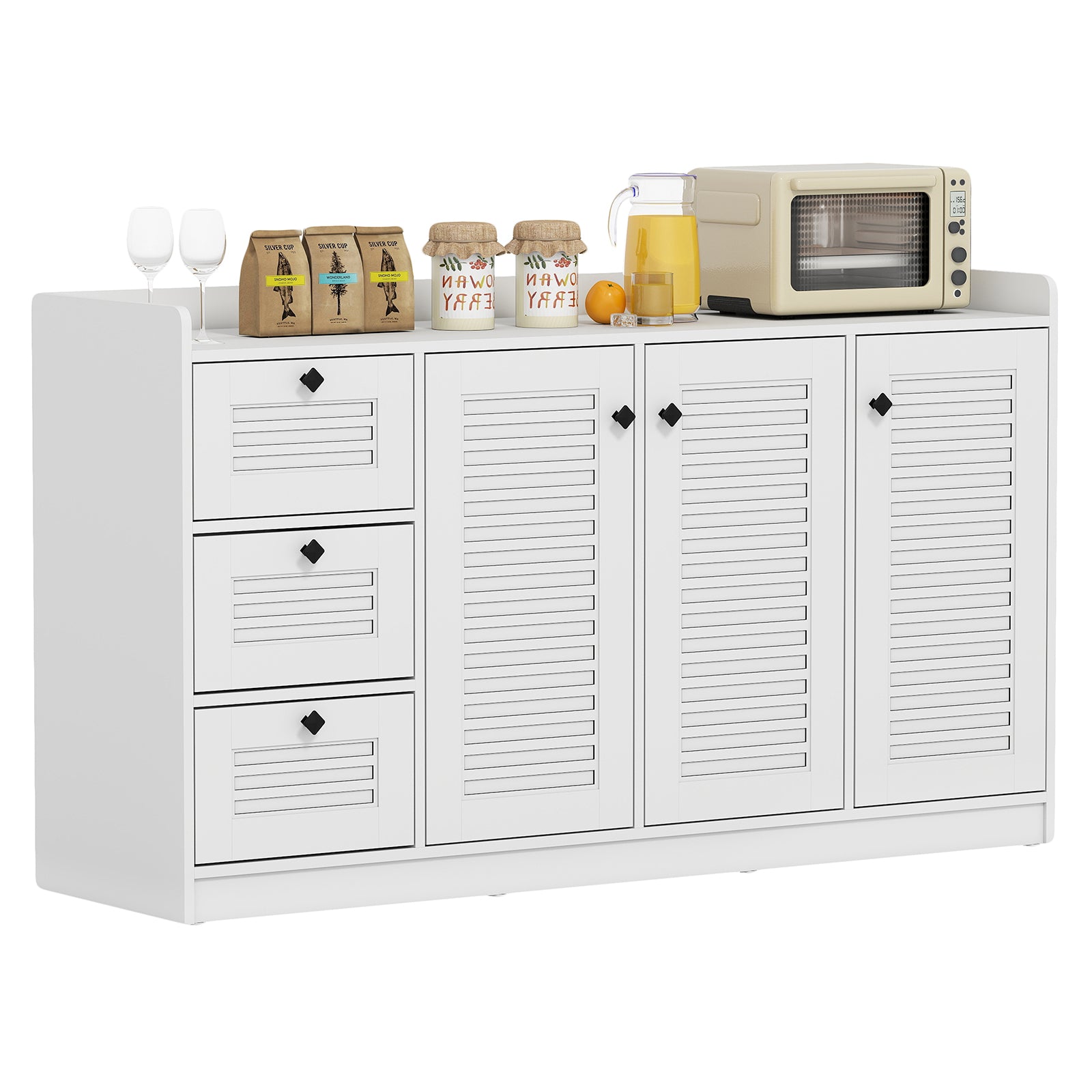 Modern Buffet Cabinet, 3 Doors, Storage Sideboard, White Sideboards Cabinets & Buffets at Gallery Canada