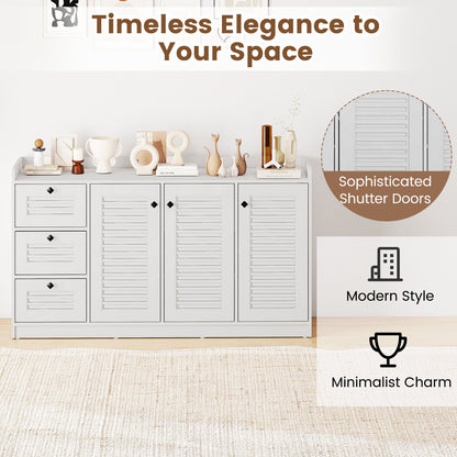 Buffet Cabinet with Storage Modern Sideboard Cabinet with 3 Doors, White Sideboards Cabinets & Buffets at Gallery Canada