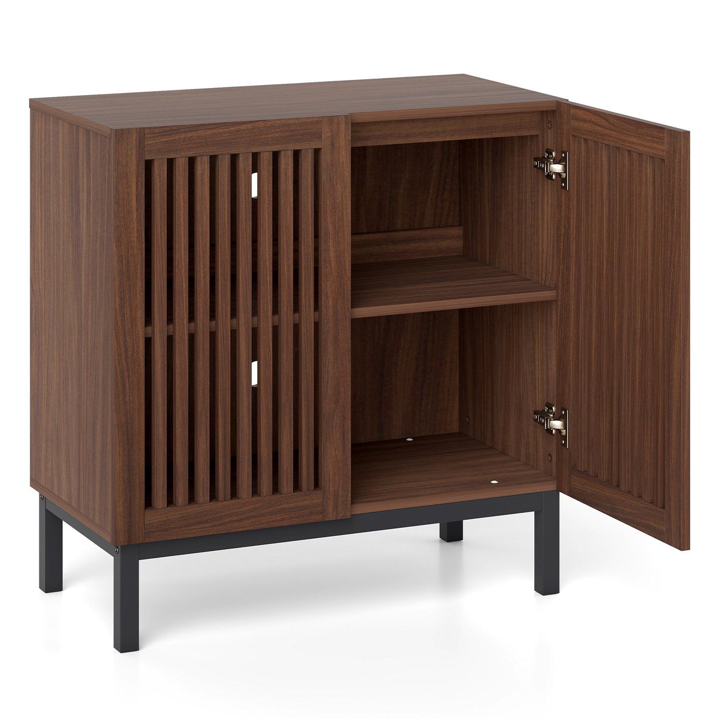Wooden Buffet Cabinet, 32" Storage Sideboard, Walnut Coffee Bar Station Sideboards Cabinets & Buffets Walnut at Gallery Canada