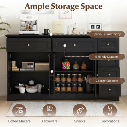 Buffet Sideboard 59" Console Table, Black