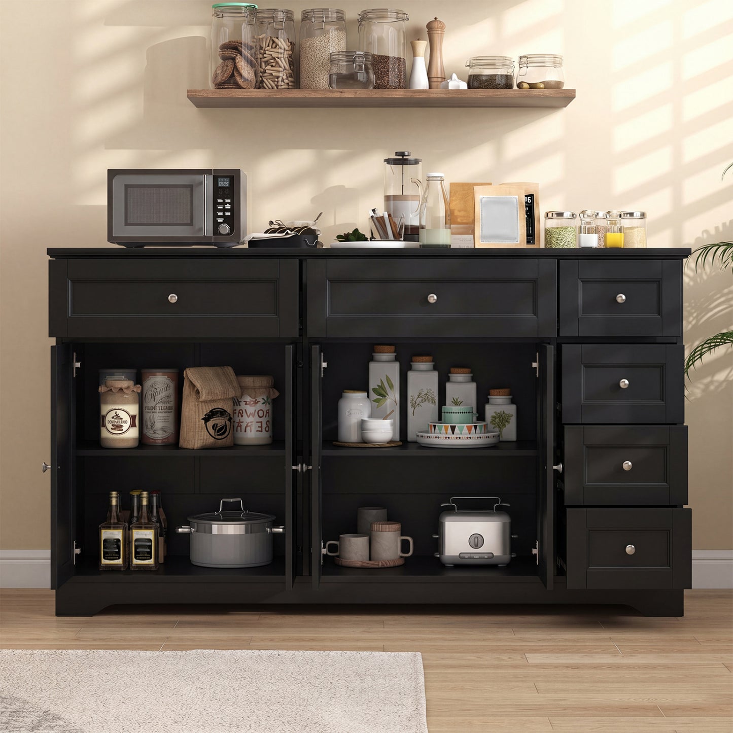 Buffet Sideboard 59" Console Table, Black