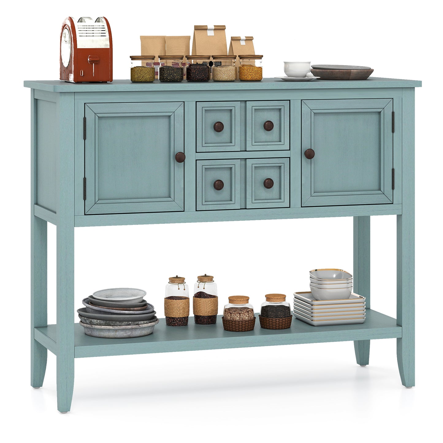 Buffet Sideboard Cabinet with 2 Doors and 2 Drawers, Blue Sideboards Cabinets & Buffets at Gallery Canada