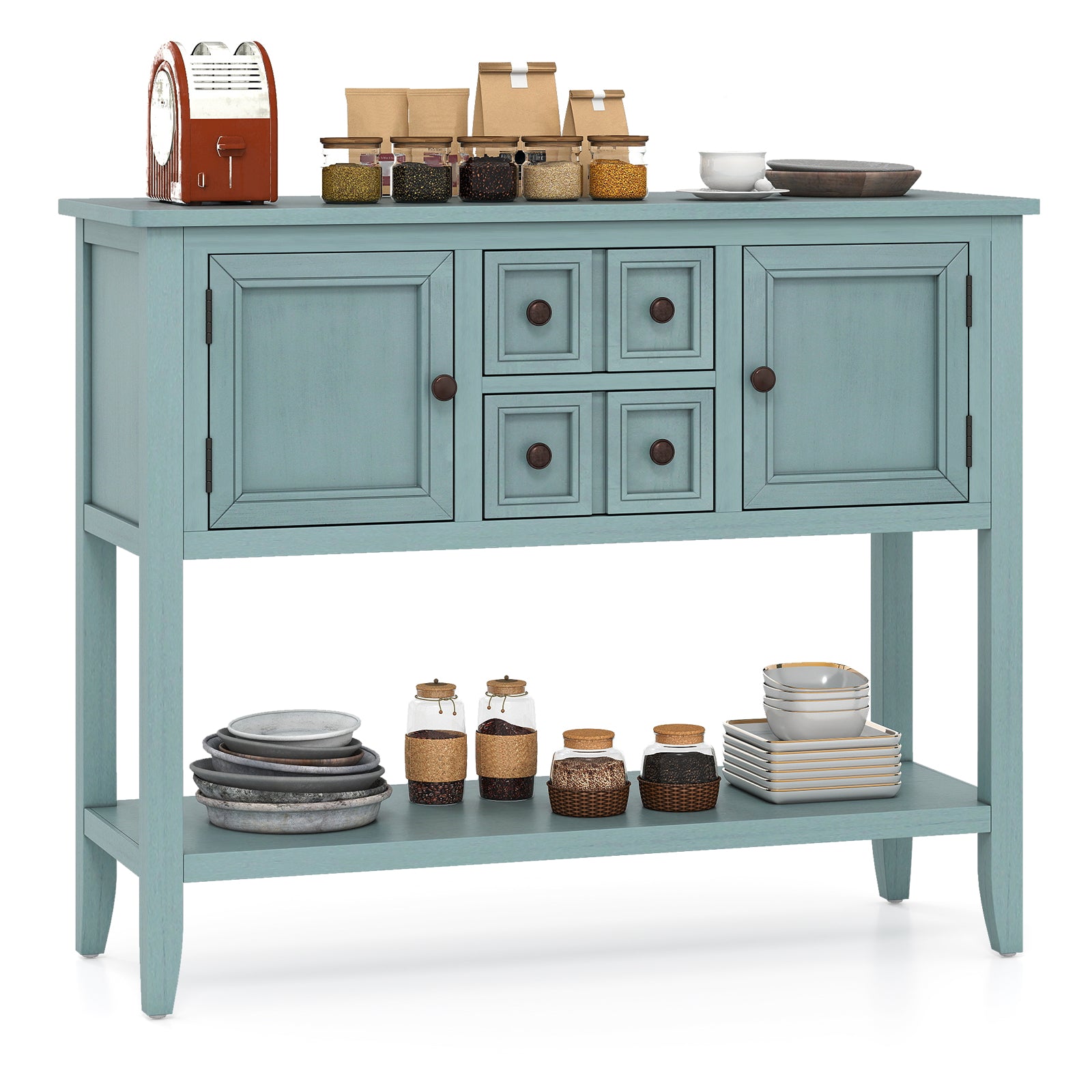 Buffet Sideboard Cabinet with 2 Doors and 2 Drawers, Blue Sideboards Cabinets & Buffets Blue at Gallery Canada