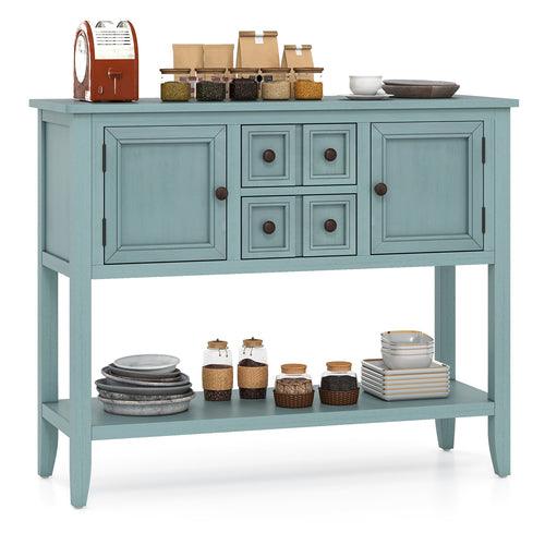 Buffet Sideboard Cabinet with 2 Doors and 2 Drawers, Blue