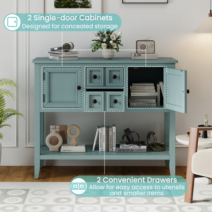 Buffet Sideboard Cabinet with 2 Doors and 2 Drawers, Blue Sideboards Cabinets & Buffets at Gallery Canada