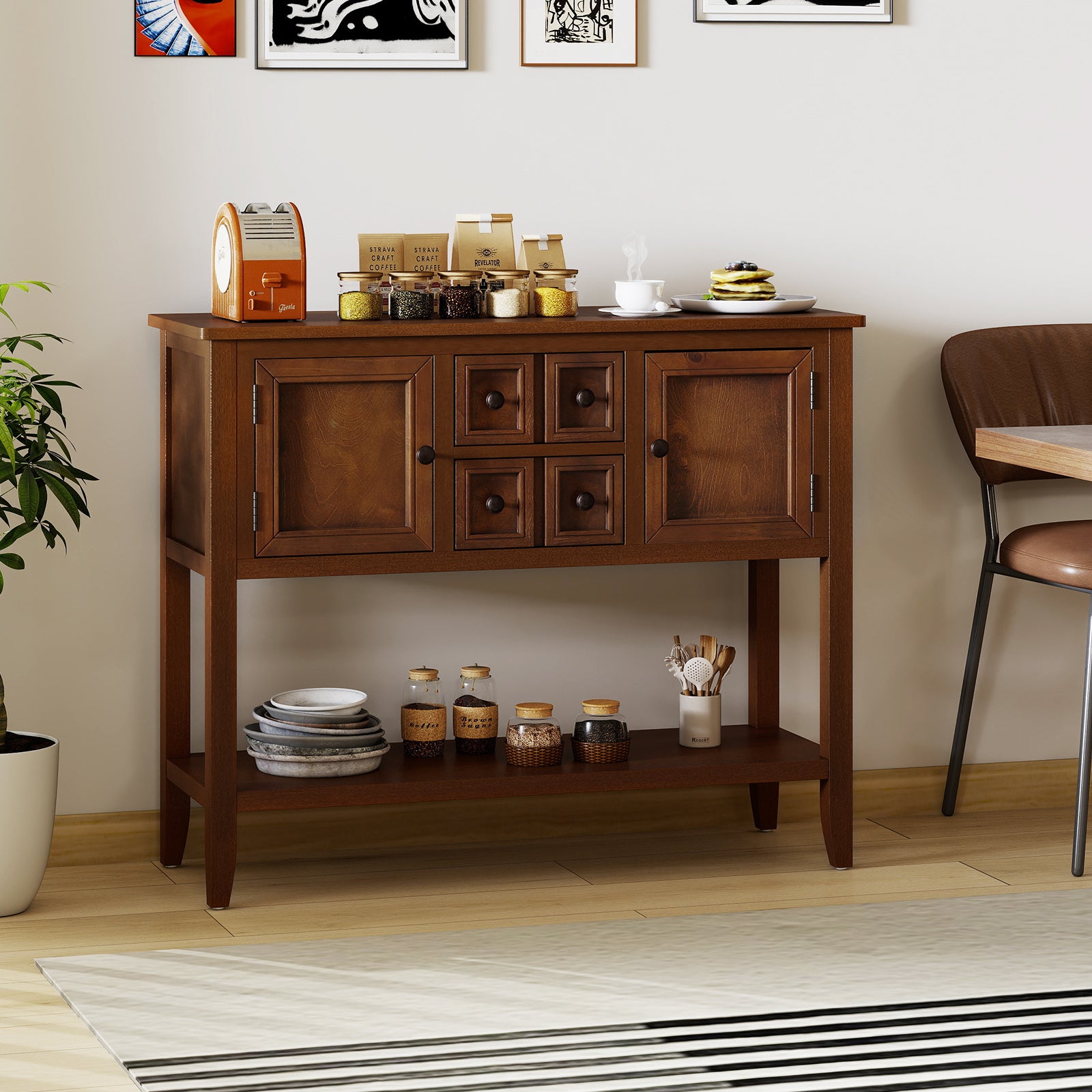Buffet Sideboard Cabinet with 2 Doors and 2 Drawers, Brown Sideboards Cabinets & Buffets at Gallery Canada