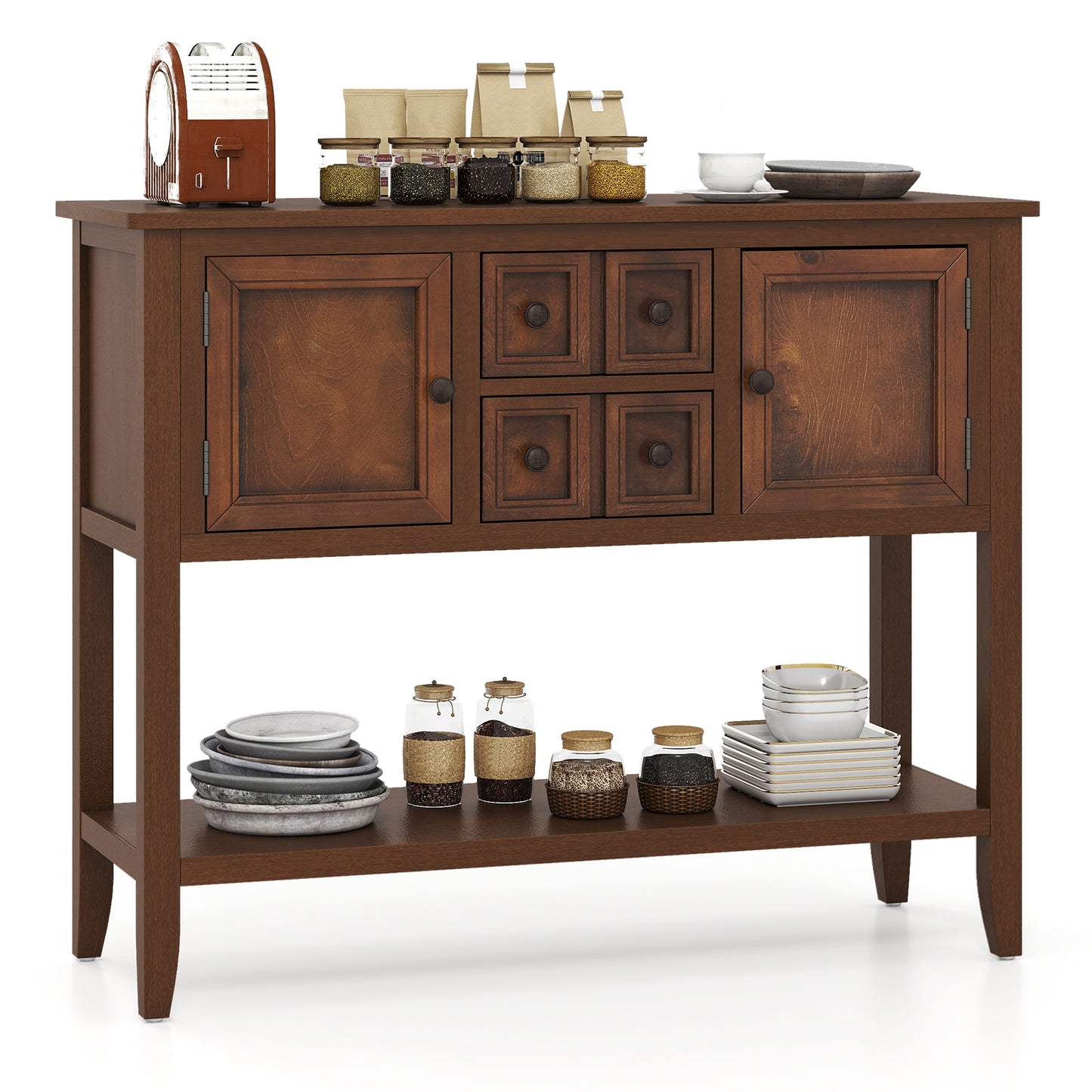 Buffet Sideboard Cabinet with 2 Doors and 2 Drawers, Brown Sideboards Cabinets & Buffets Brown at Gallery Canada