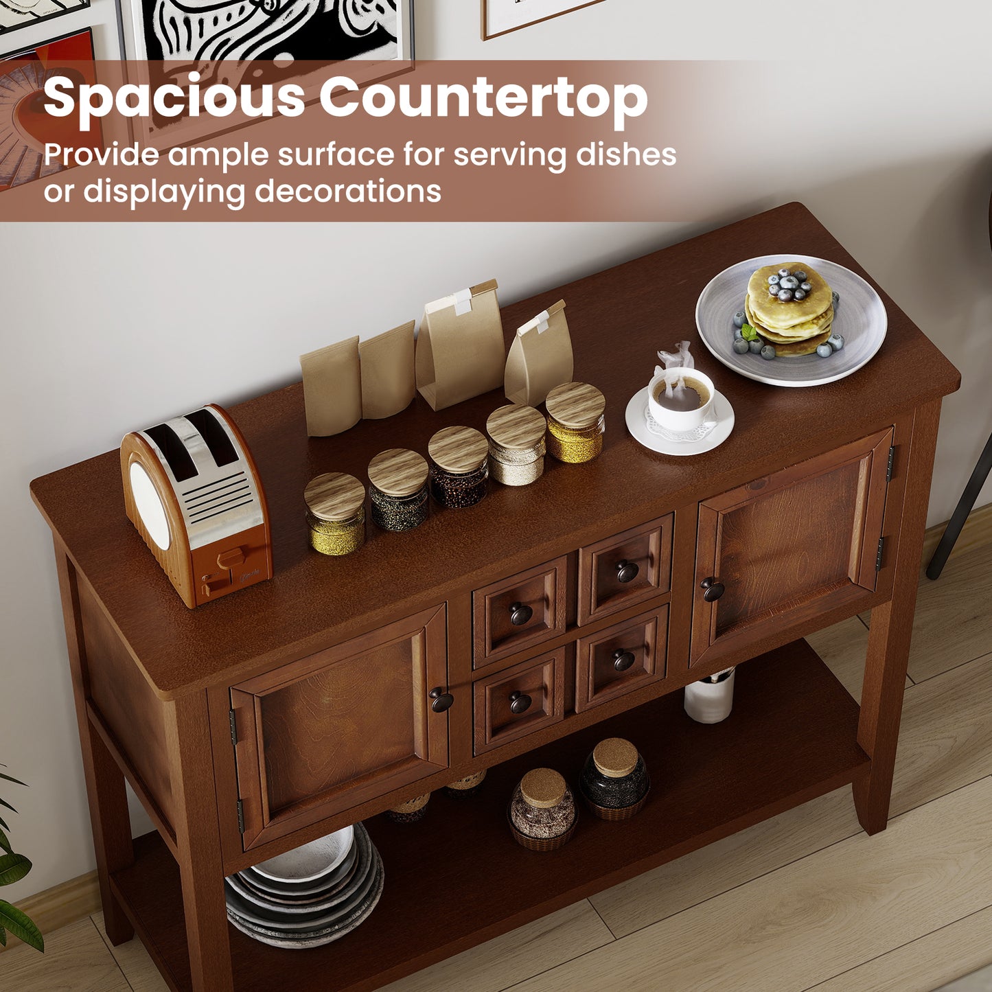 Buffet Sideboard Cabinet with 2 Doors and 2 Drawers, Brown Sideboards Cabinets & Buffets at Gallery Canada