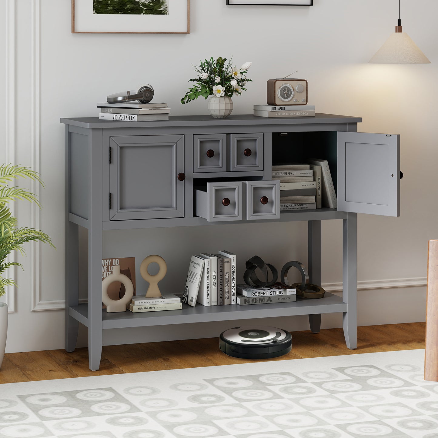 Buffet Sideboard Cabinet with 2 Doors and 2 Drawers, Gray Sideboards Cabinets & Buffets at Gallery Canada