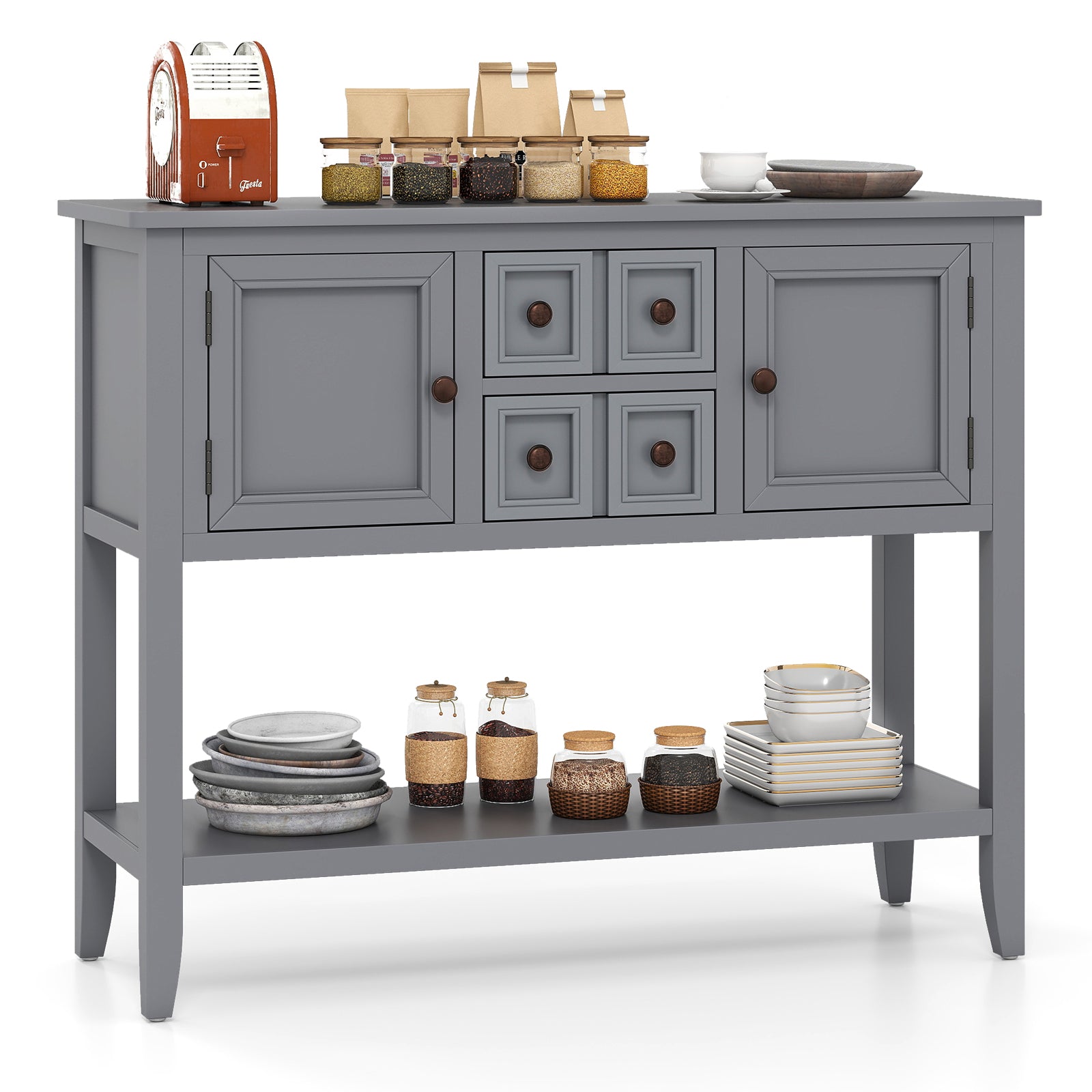 Buffet Sideboard Cabinet with 2 Doors and 2 Drawers, Gray Sideboards Cabinets & Buffets Gray at Gallery Canada